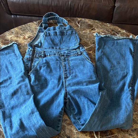 Mumu Blue  Denim Flare Overalls - Women Jeans - Picture 4 of 11